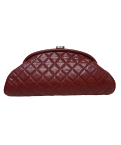 Chanel Red Quilted Caviar CC Timeless Clutch